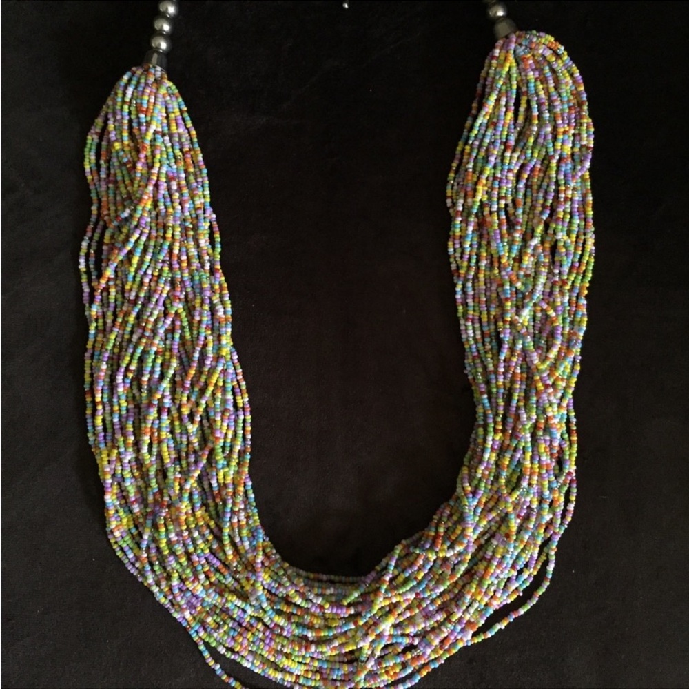 African Tribal Boho Beaded Multi-strand Necklace